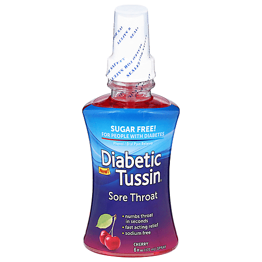 Diabetic Tussin Sugar Free Spray Cherry Sore Throat 6 Fl Oz