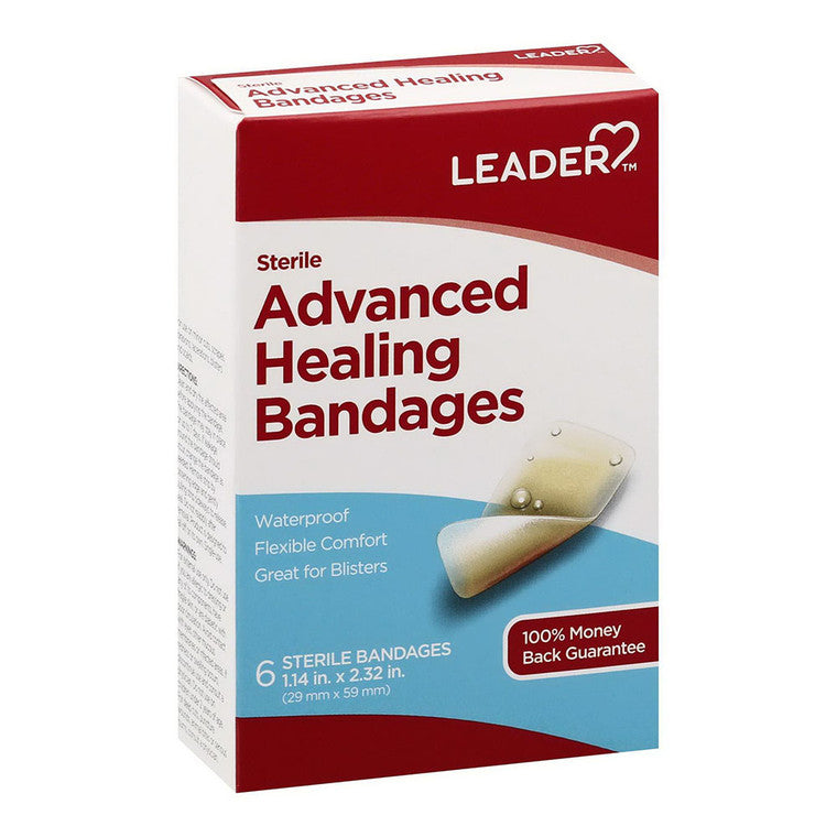 Leader Adhesive Bandages Advanced Healing Waterproof Large 6 Ct