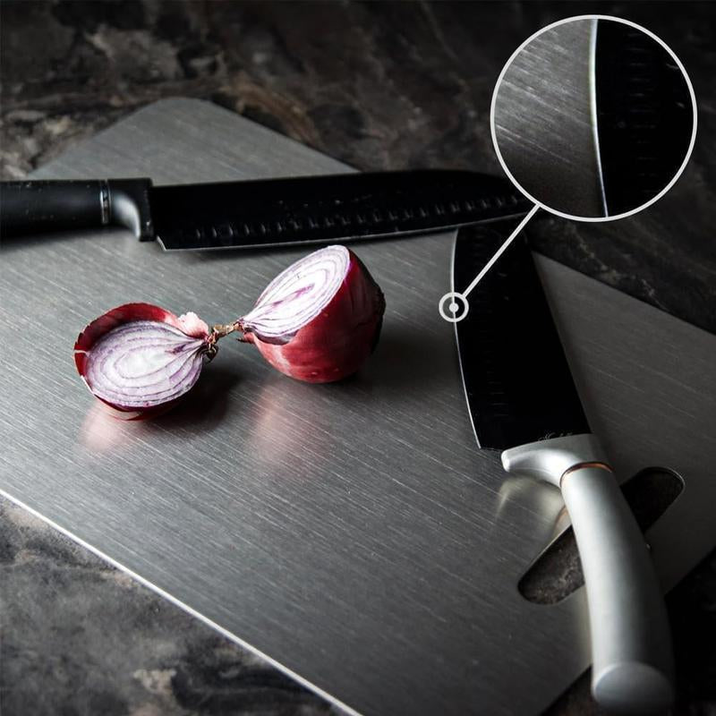 Titanium Cutting Board - 100% Pure Titanium Cutting Boards for Kitchen - Cutting Edge Hygiene & Durability, 1 Pack Double Sided Medical-Grade Titanium Cutting Mat, Easy to Clean (12"L X 9"W)Rdrd Kesefunm Titanium Cutting Board