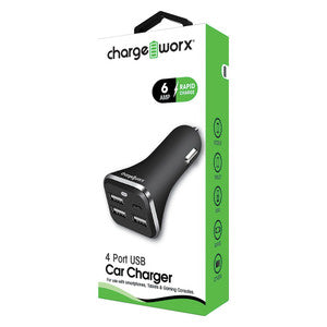 Chargeworx Usb 4 Pt CrChg Blk 1
