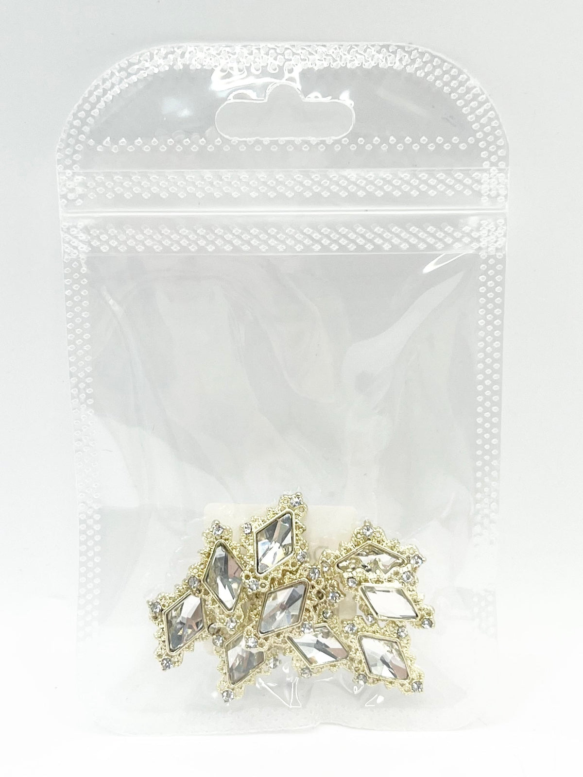 Queen - Nail Charms 10pc - #015 Gold White Diamonds