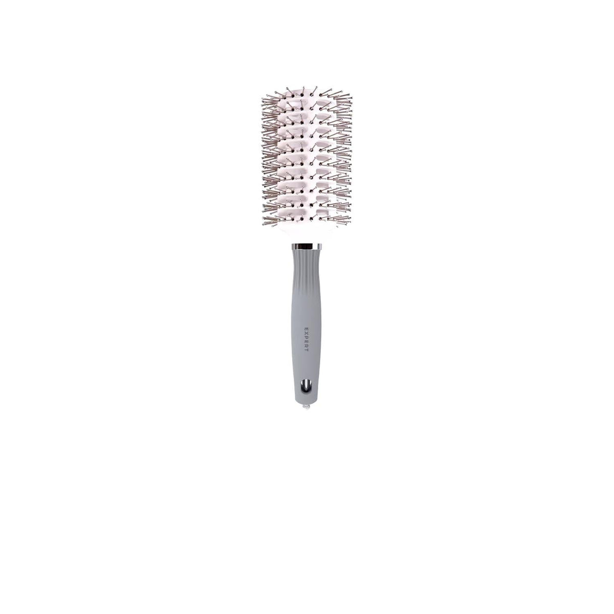 Olivia Garden Expert Blowout Vent Double Bristles Hair Styling Brush for Professional Blow-Drying - 45mm, White & Grey