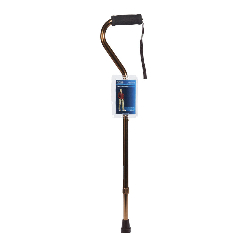 Drive Medical Adjustable Walking Cane With Foam Grip Offset Handle Bronze Crackle