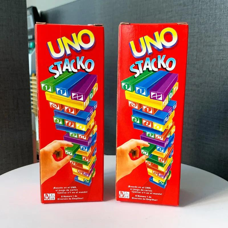 Stacko UNO Card Board Games Family Entertainment Poker Party Early Education Puzzle Stackoed Toy Playing Cards Birthday Gift