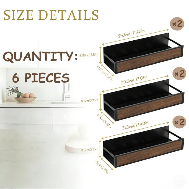 Magnetic Refrigerator Organizer Shelf|No Drill Fridge Side Spice Rack|Carbon Steel Magnetic Storage with Wood-Grain Look|Strong Hold Space Saving Kitchen Organizer for Small Kitchens