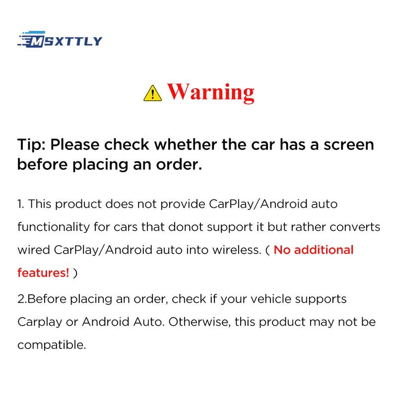 MSXTTLY 2026 Wireless Carplay Adapter for Iphone & Android | Car Electronics, Car Interior Accessories & Electronic Charger Dongle for 2017+ Car Models with OEM Wired Carplay & Android Auto