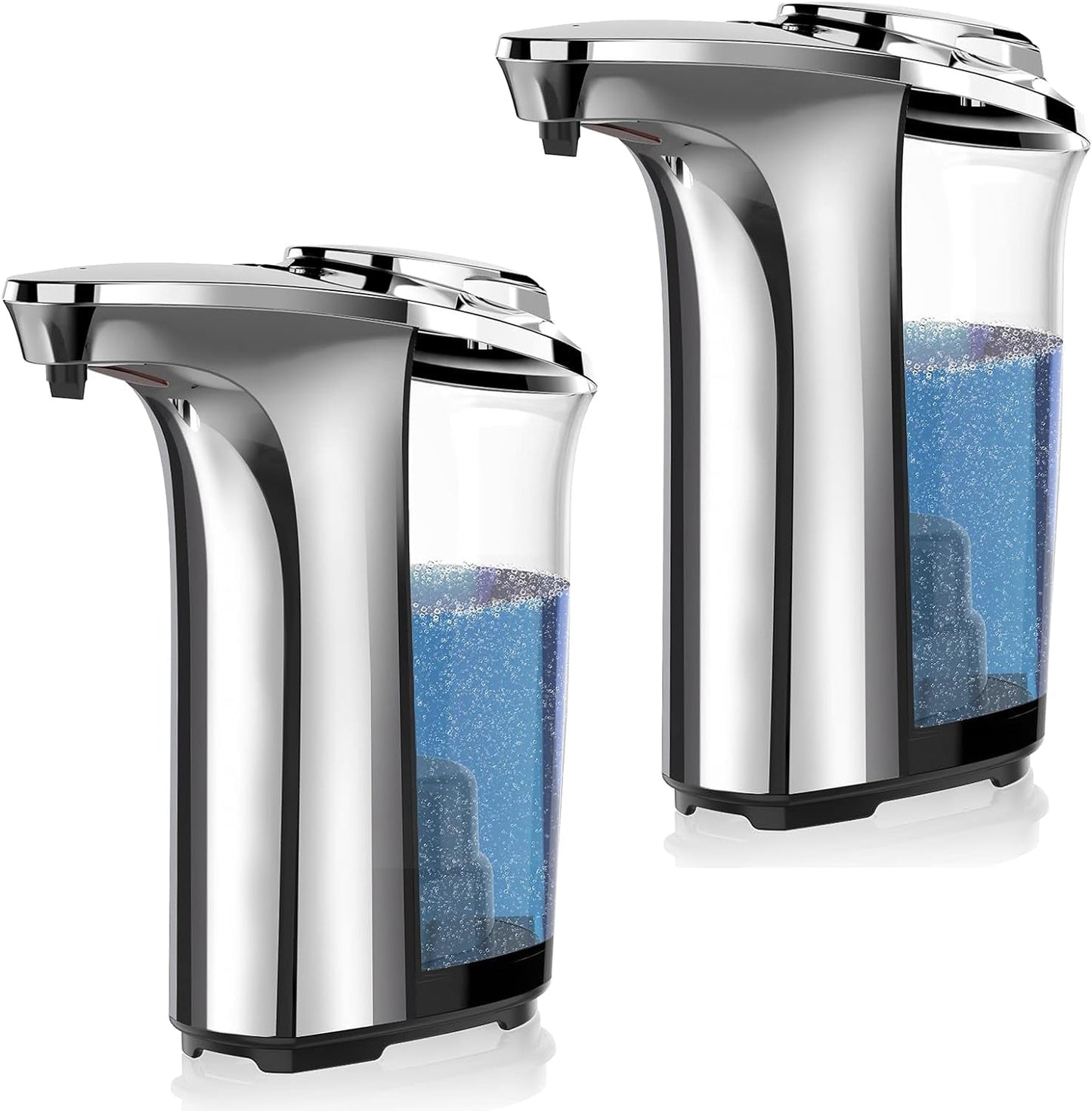 PZOTRUF Automatic Soap Dispenser, Touchless Dish Soap Dispenser 17Oz/500Ml with Infrared Sensor, 5 Adjustable Soap Dispensing Levels, Liquid Hand Dispenser for Bathroom Kitchen Sink (Silver)