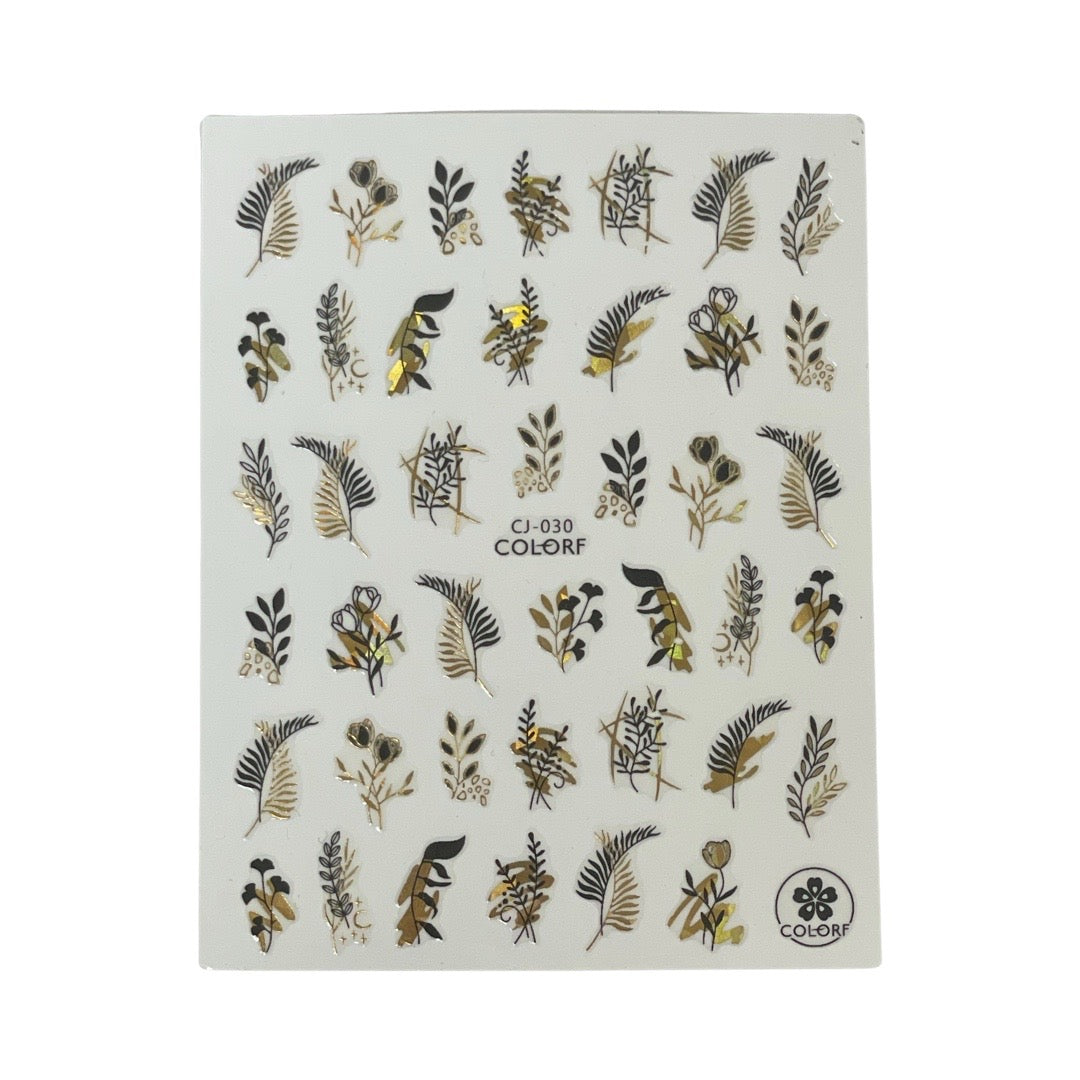 Black And gold Branches Nail Stickers CJ-029