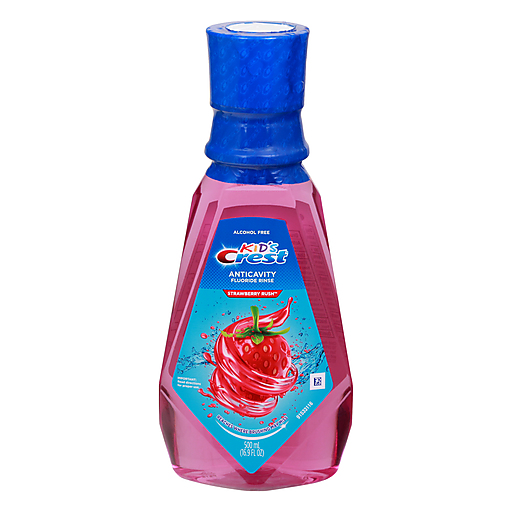 Crest Kids, Anticavity Fluoride Rinse, Alcohol Free, Strawberry Rush, 16.9 Fl Oz (500 Ml)