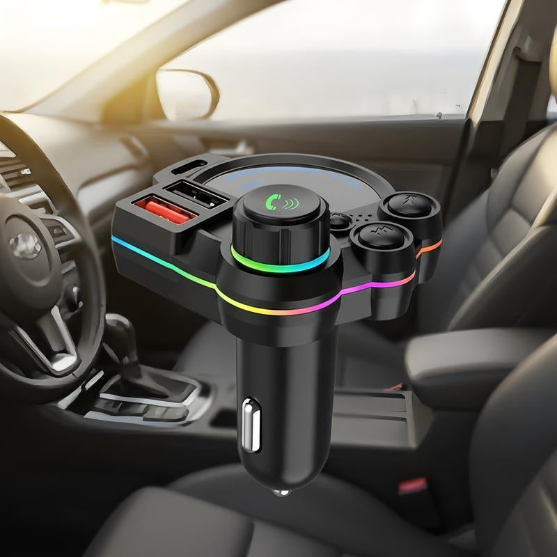 New In-Car Bluetooth Car Charger MP3 Player with Dual USB Plugs Hands-Free Calling & Colorful LED Lights Super Fast Charging