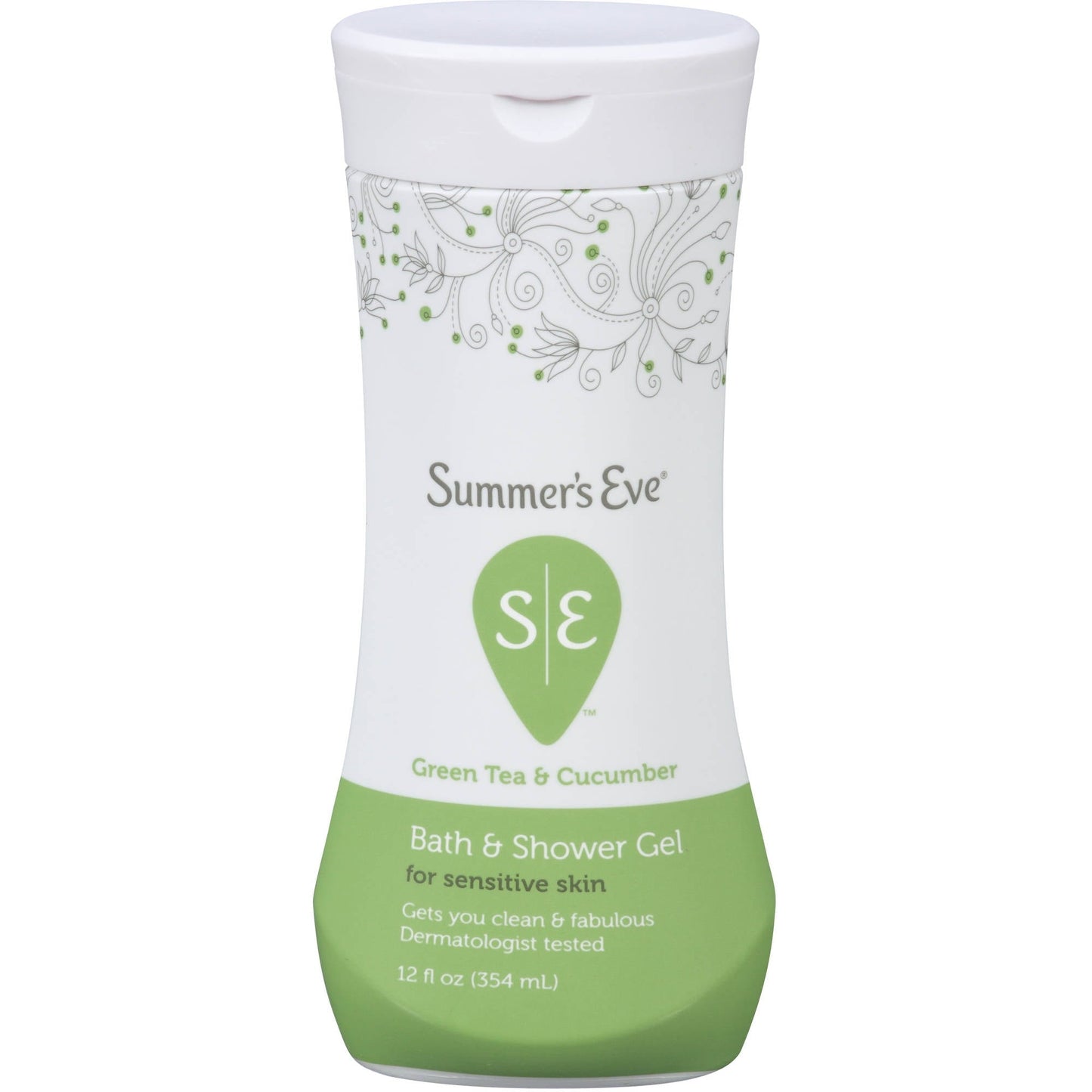 Summer's Eve Bath & Shower Gel, For Sensitive Skin, Green Tea & Cucumber 12 Oz