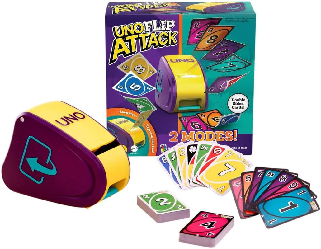 Mattel Games UNO Attack Mega Hit Card Game with Random-Action Launcher with Lights & Sounds & 112 Cards, Kid, Teen & Adult Game Night Gift Ages 7 Years & Older (Amazon Exclusive)
