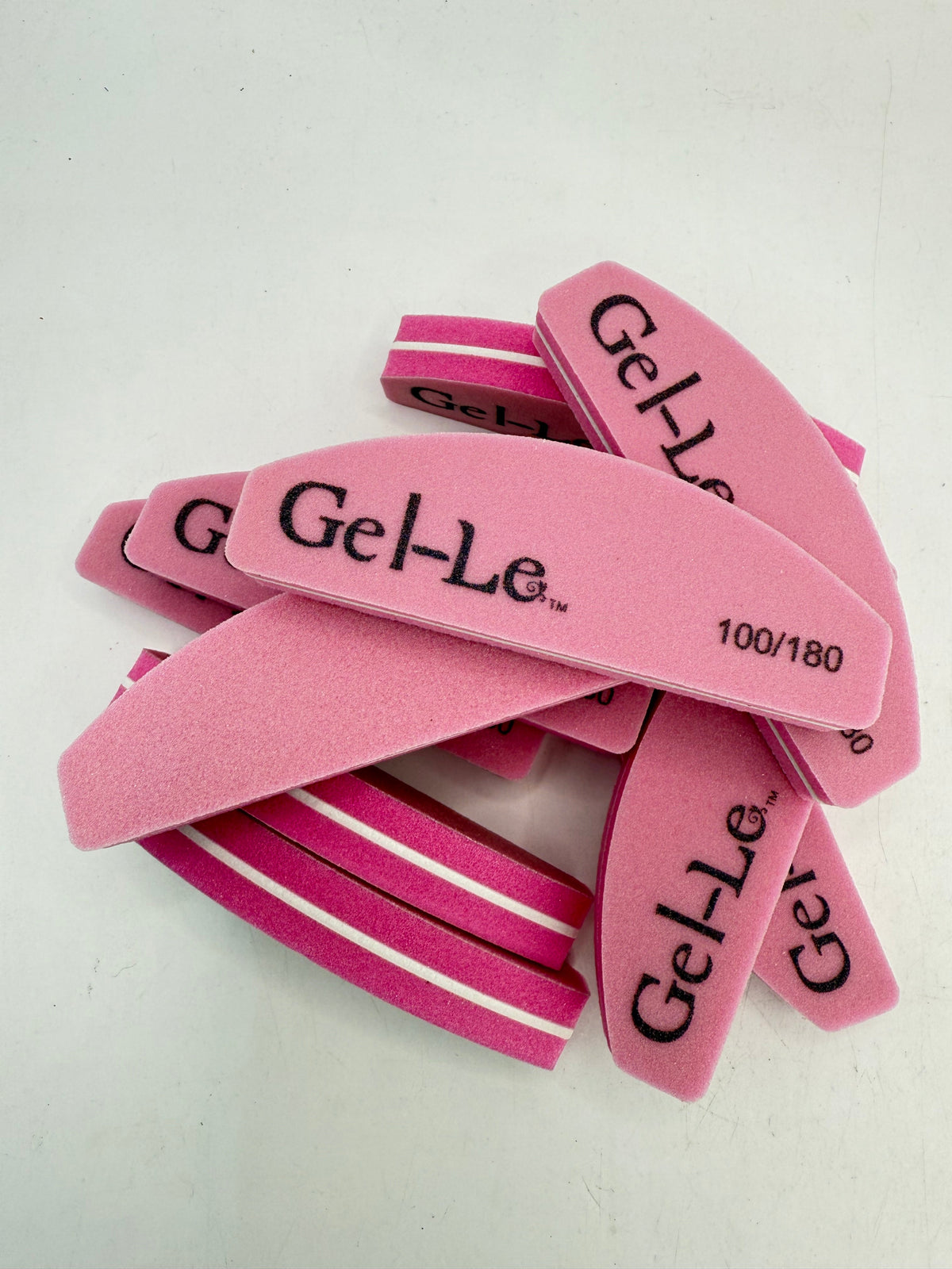 Gel-Le - Mini Half Moon Sponge Buffer File - Pink (100/180) 20pc