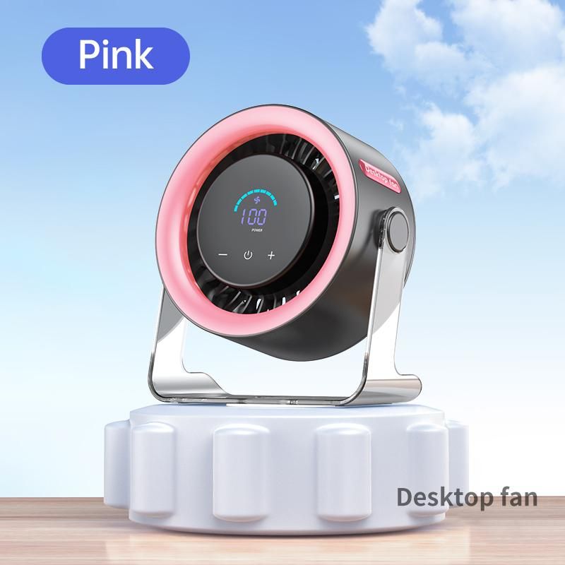Coolhill Desktop Fan Turbo Table Fan Travel Vacation Essentials for Office 100-Speed Digital Display Low Noise Rechargeable Battery Dual Adjustment Modes Quiet Cooling Quiet Desk Fan Portable