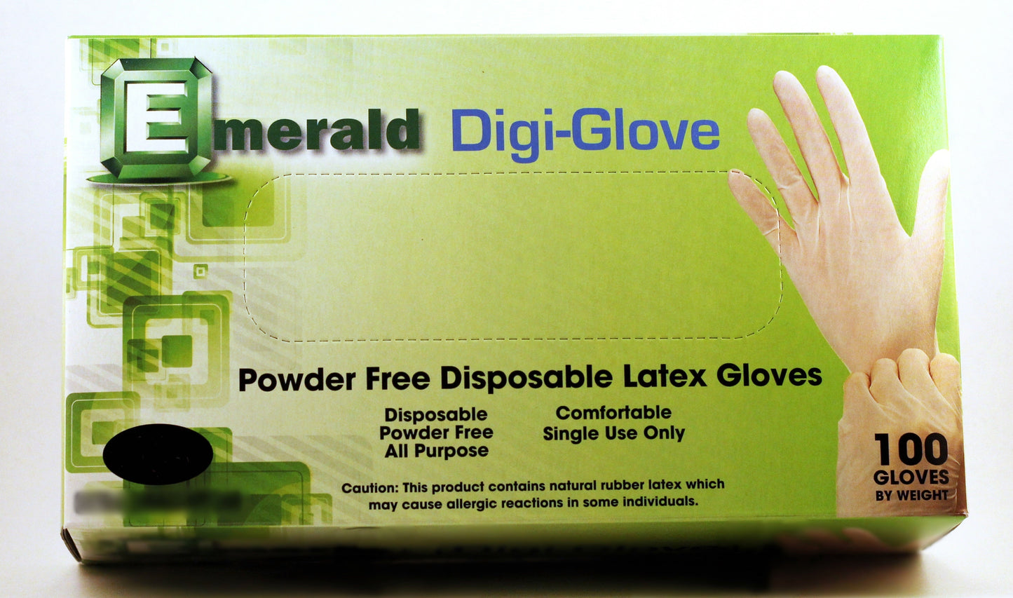 Emerald Latex glove Large size- (L) Powder Free (100 Gloves)