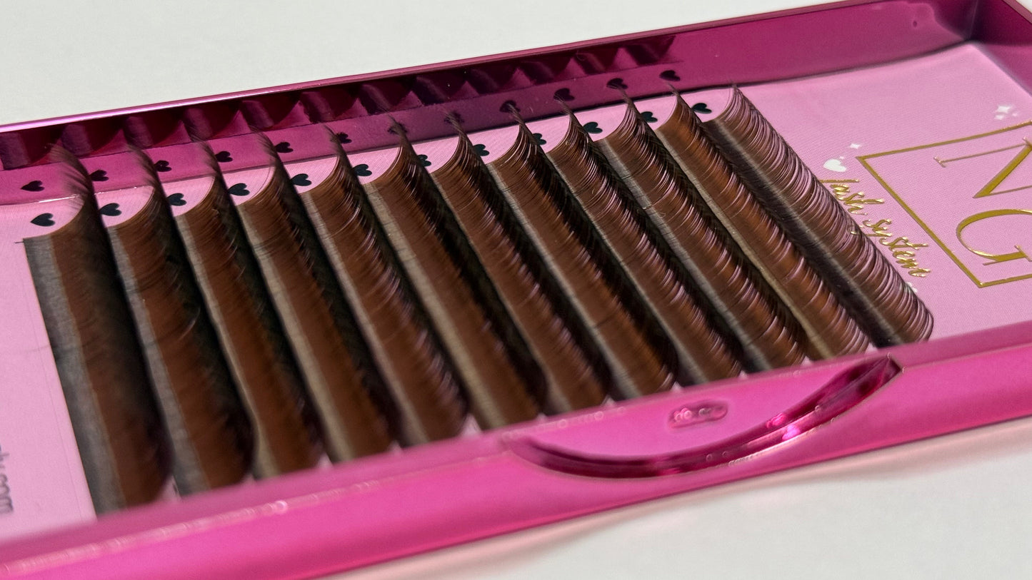 0.05 D Curl - Mix 8mm to 15mm Brown lashes