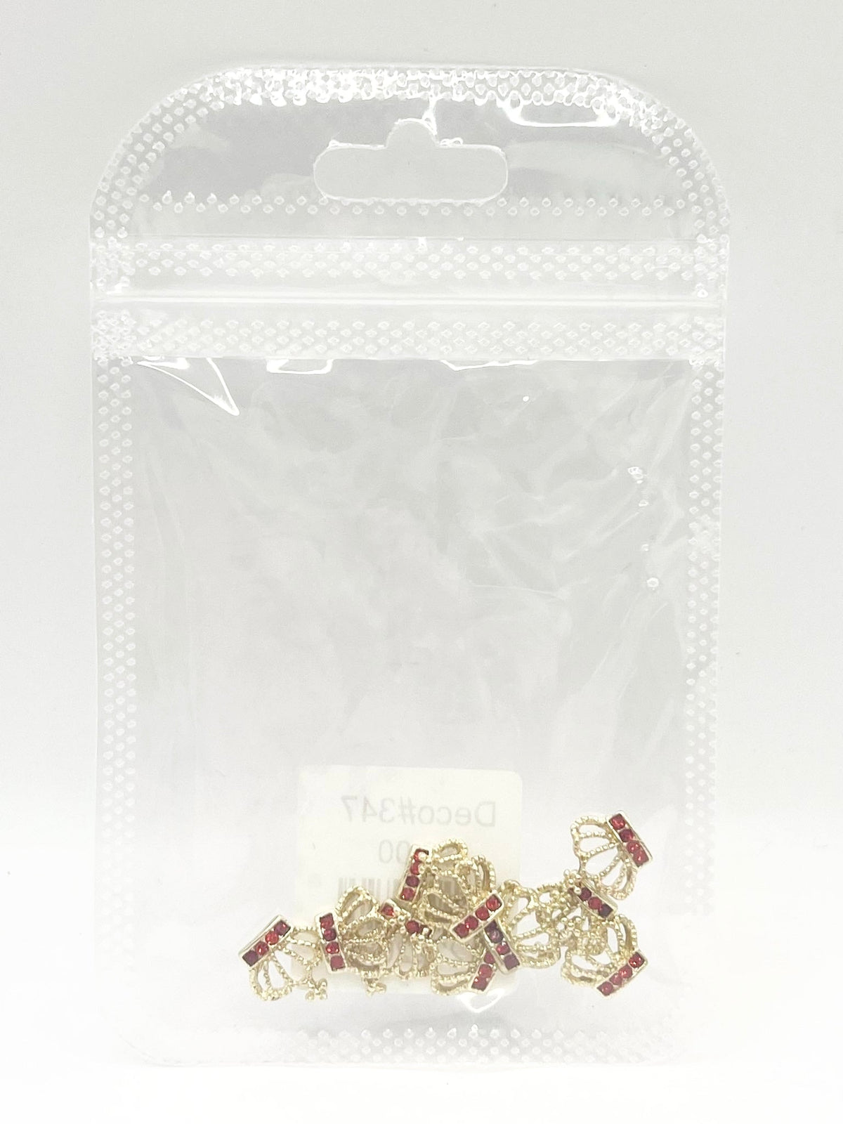 Queen - Nail Charms 10pc - #347 Gold Red Crystal Crowns