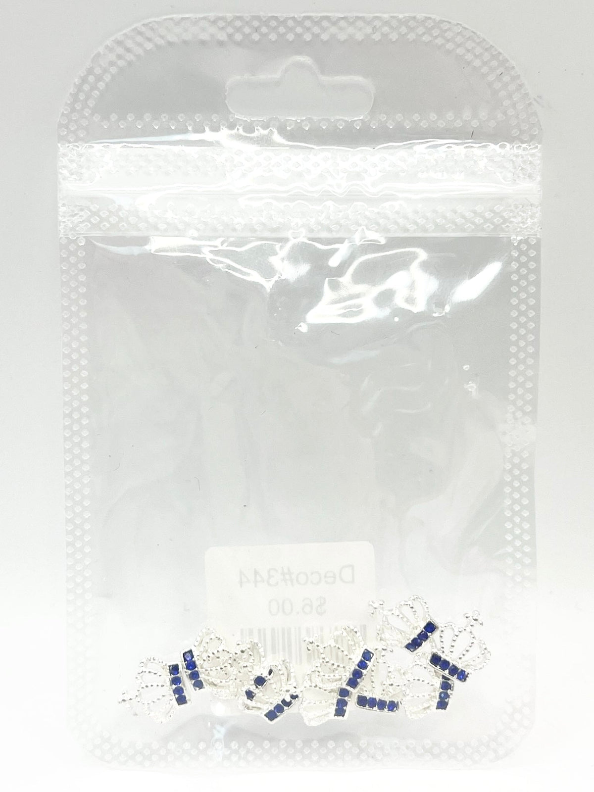 Queen - Nail Charms 10pc - #344 Silver Blue Crystal Crowns