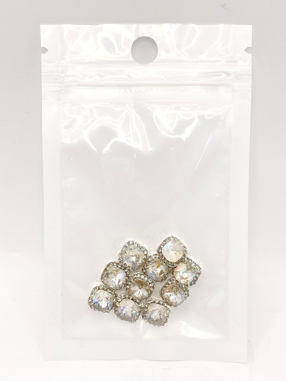 Queen - Nail Charms 10pc - #070 Silver Rainbow Squares