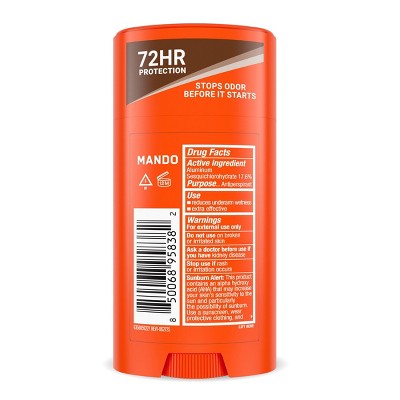 Mando Deodorant Plus Sweat Control Extra Strength Smooth Solid Stick Cedar Grove 2.6oz - New