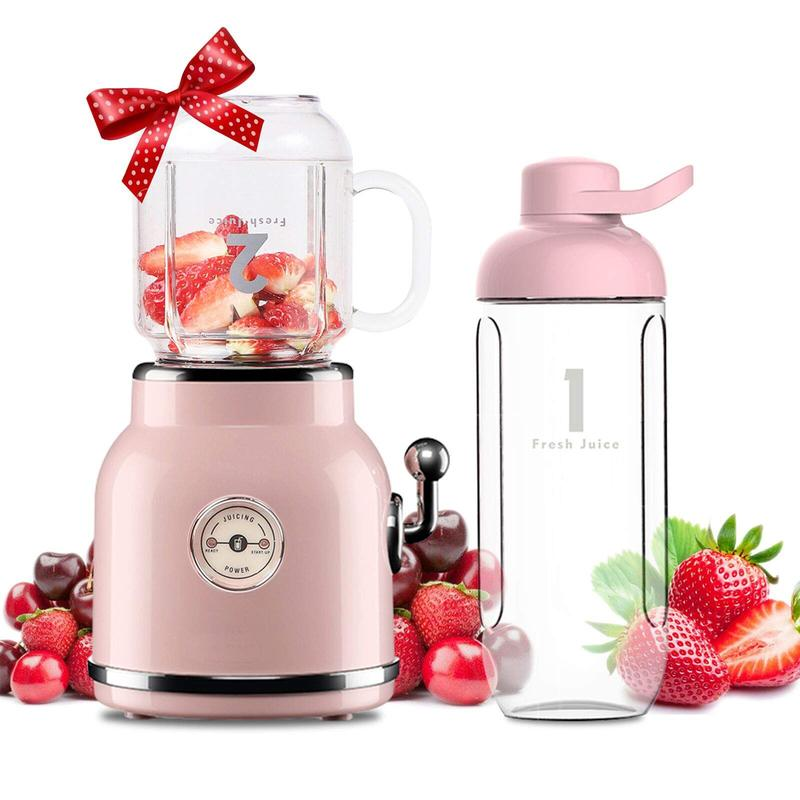 Homeleader Pink Smoothie Blender - Personal Blender for Shakes & Smoothies with 6 Sharp Blades, 21Oz Travel Cup & Lids