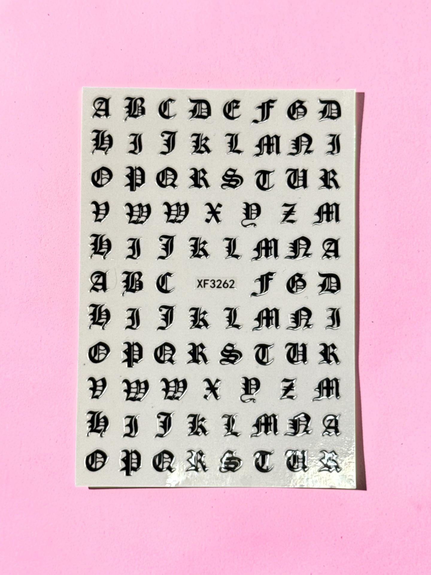 Nail Sticker - XF3262 Black Letters