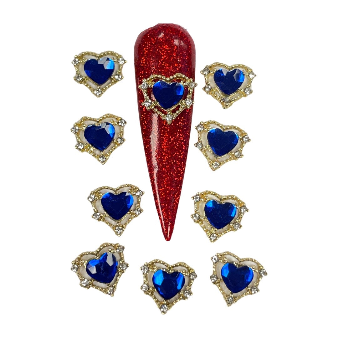 3D Blue Heart Nail Charms