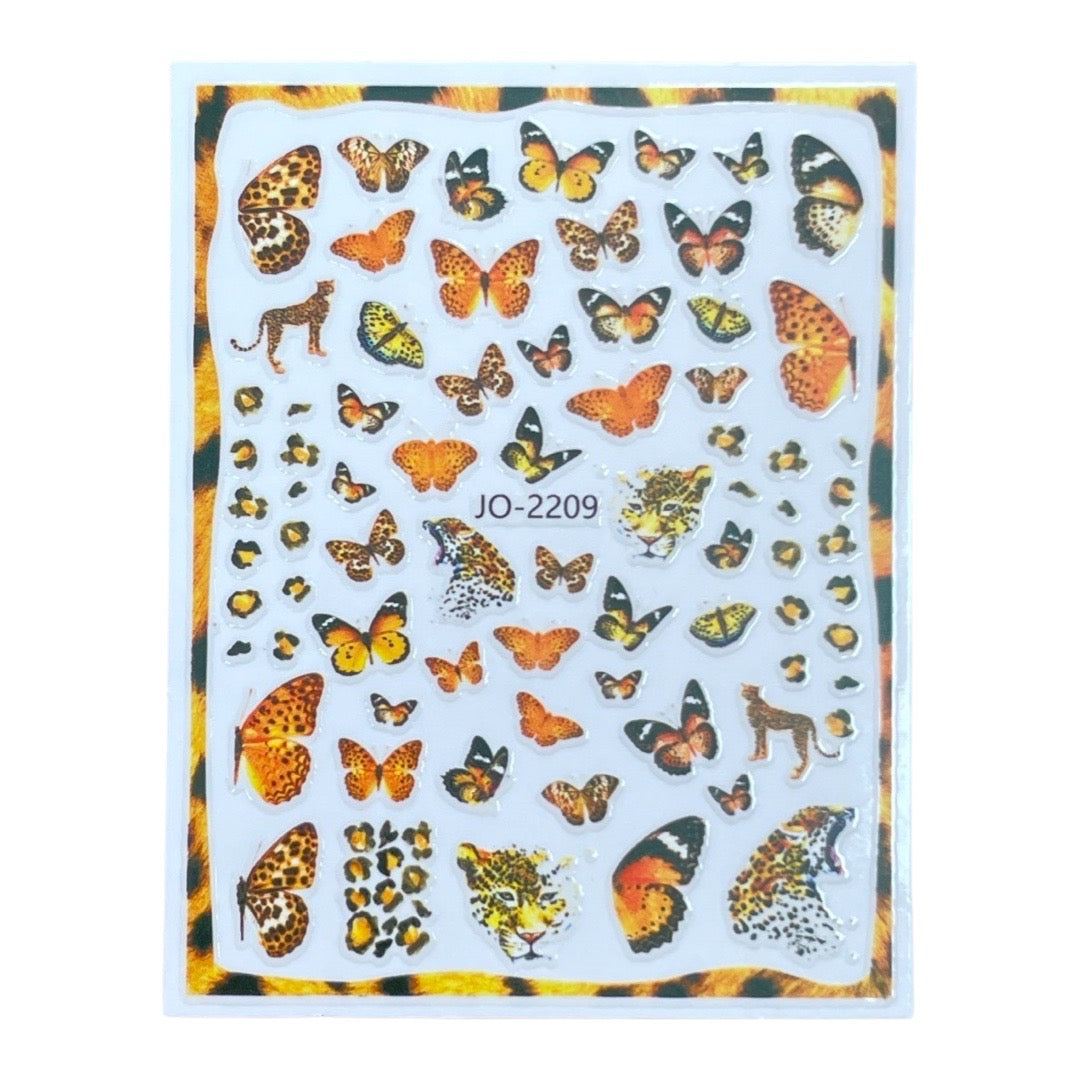 Butterfly & Cheeta- Nail Sticker -JO-2209