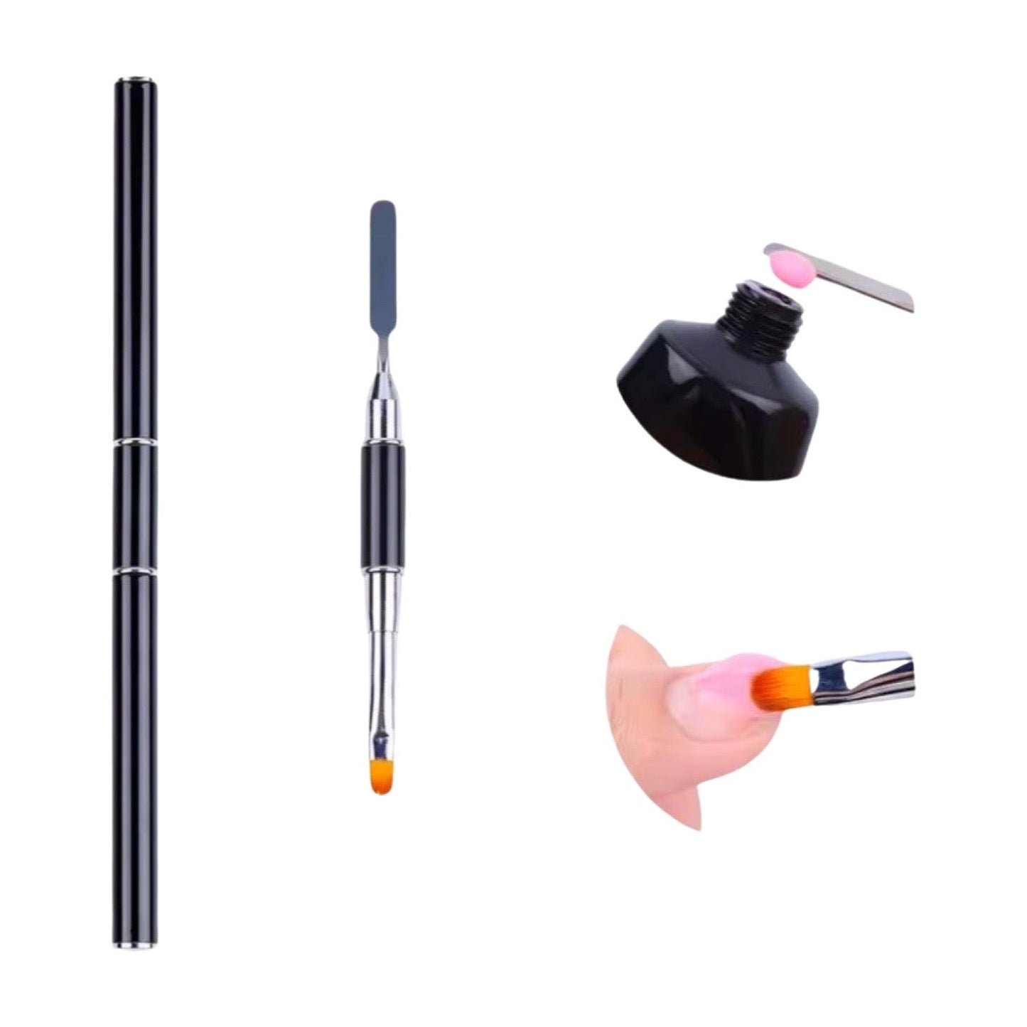 Double Head Gel - Polygel Brush + Spatula
