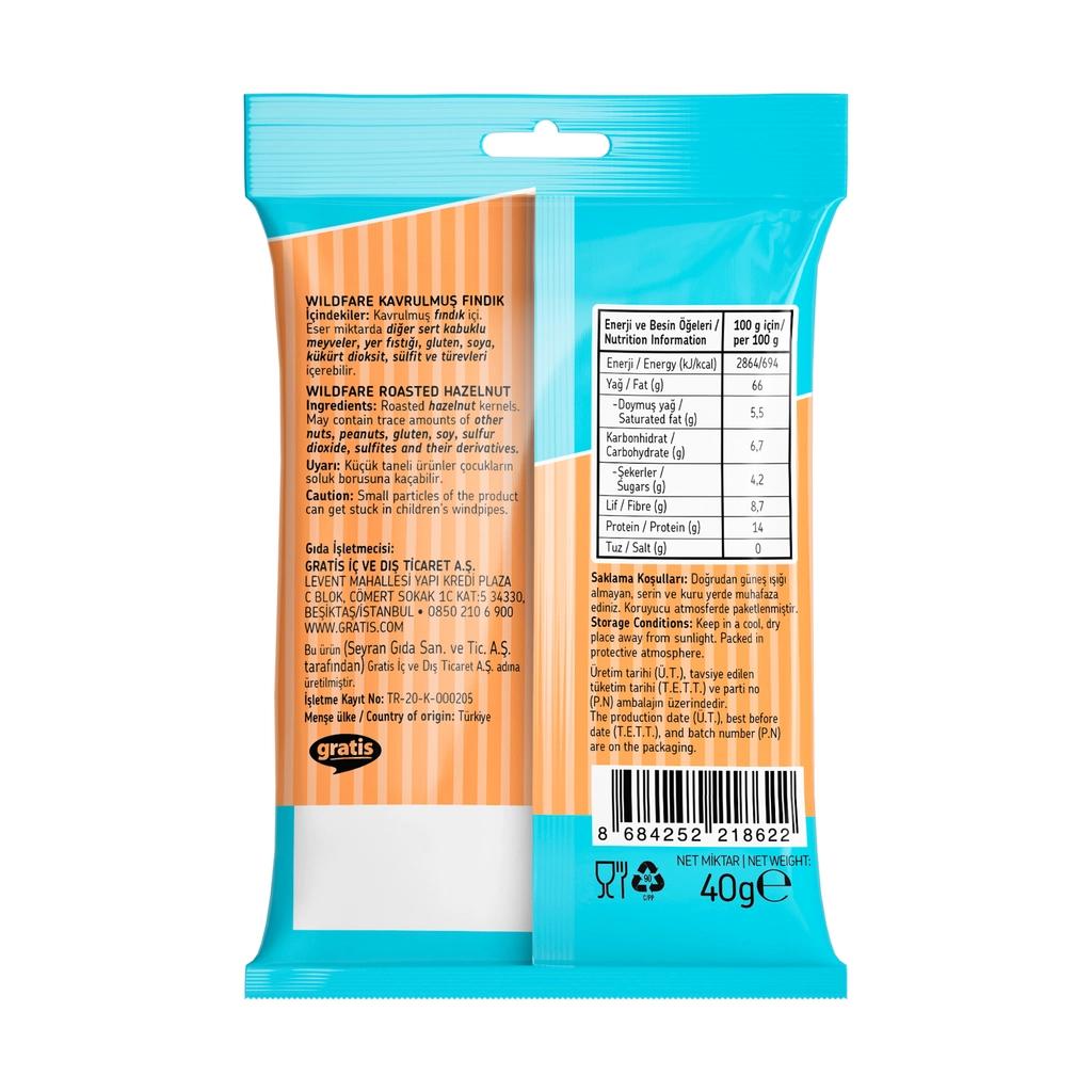 Wildfare Roasted Hazelnuts Crunchy Whole Kernels 40g