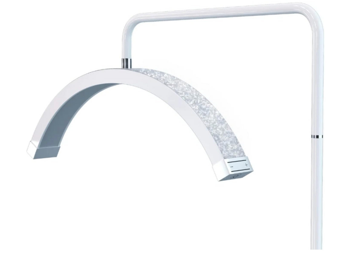 Half Moon Ring Light With Stand (White with Rhinestones)