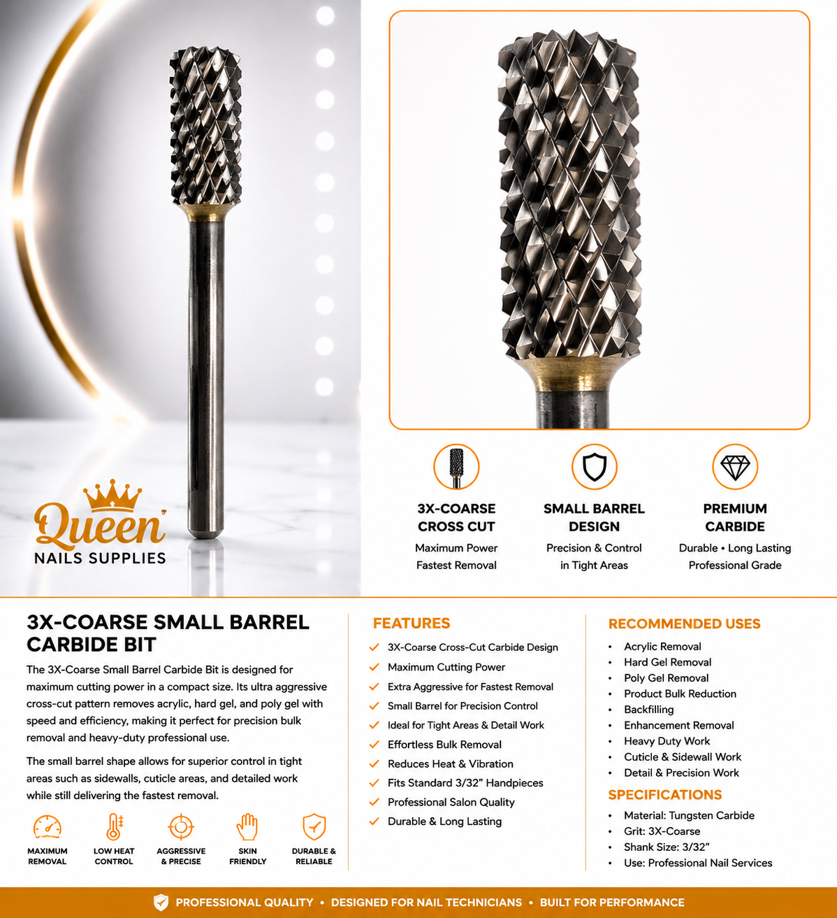 Carbide Bits 3X Coarse - Small Barrel