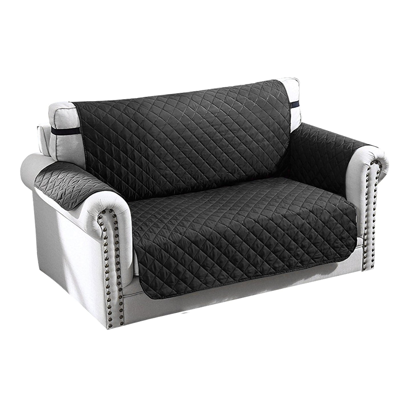 Reversible Sofa Cover Chair Loveseat Couch Microfiber Slipcover Cushion Furniture Protector Shield Water-Resistant w/ Elastic Strap for Kids Pet Dog C