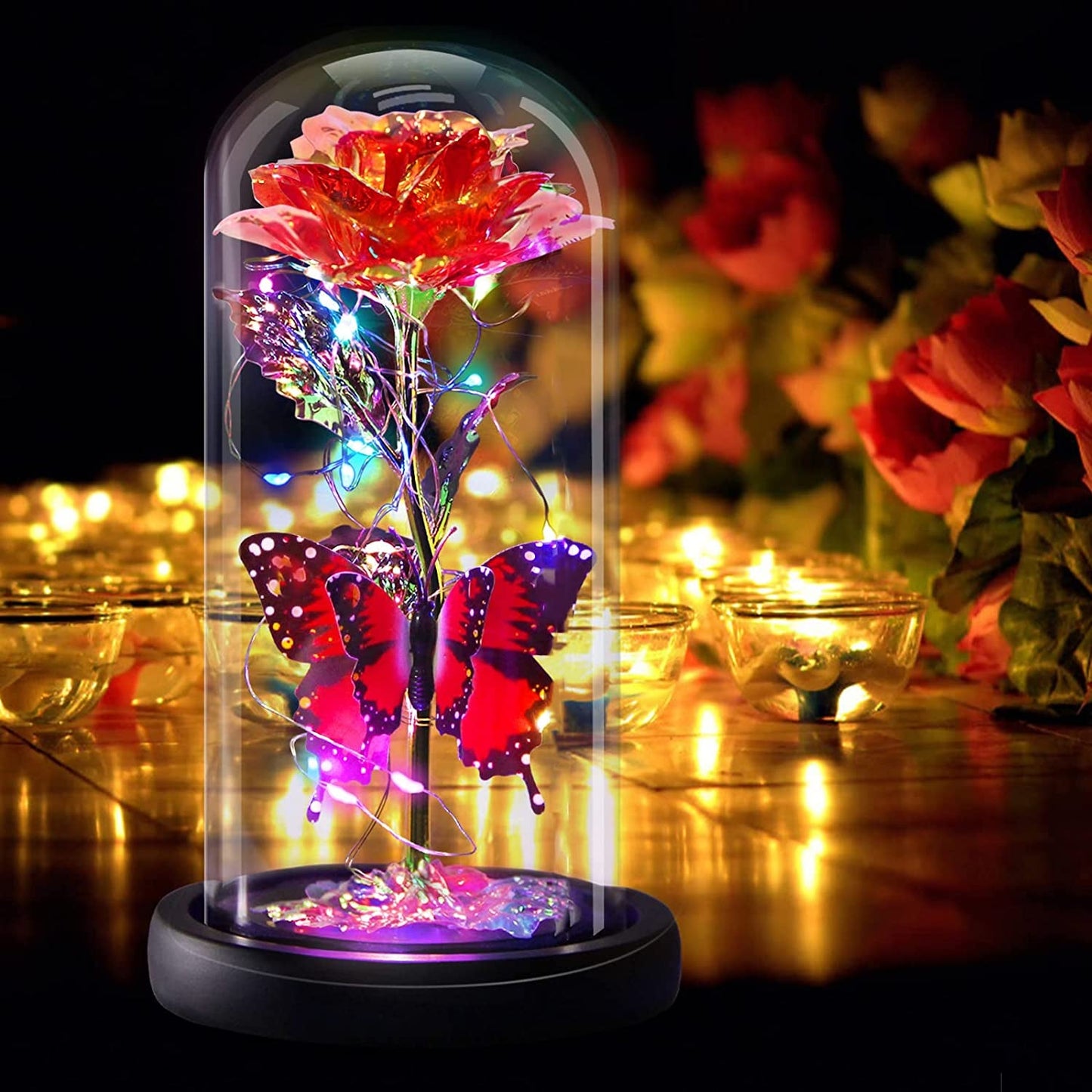 Galaxy Flowers Rose Gift, Enchanted Infinity Rose in Glass Dome, Valentines Rose Gifts for Valentine's Day, Mother's Day, Anniversary, Wedding