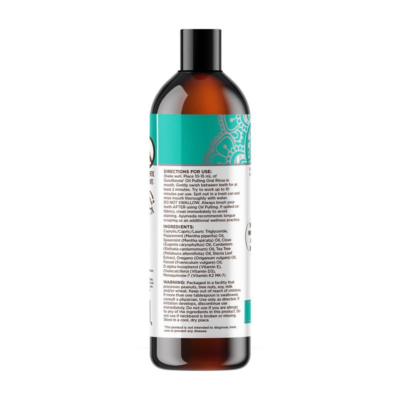 Gurunanda Cocomint Pulling Oil with 7 Essential Oils & Vitamins D, E & K2 - 8 Oz