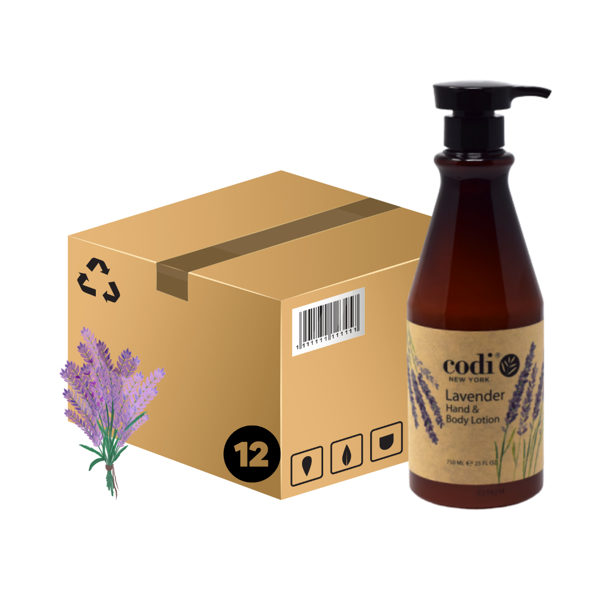 *Case (12pc) Hand & Body Lotion Lavender 750ml - w/Pump