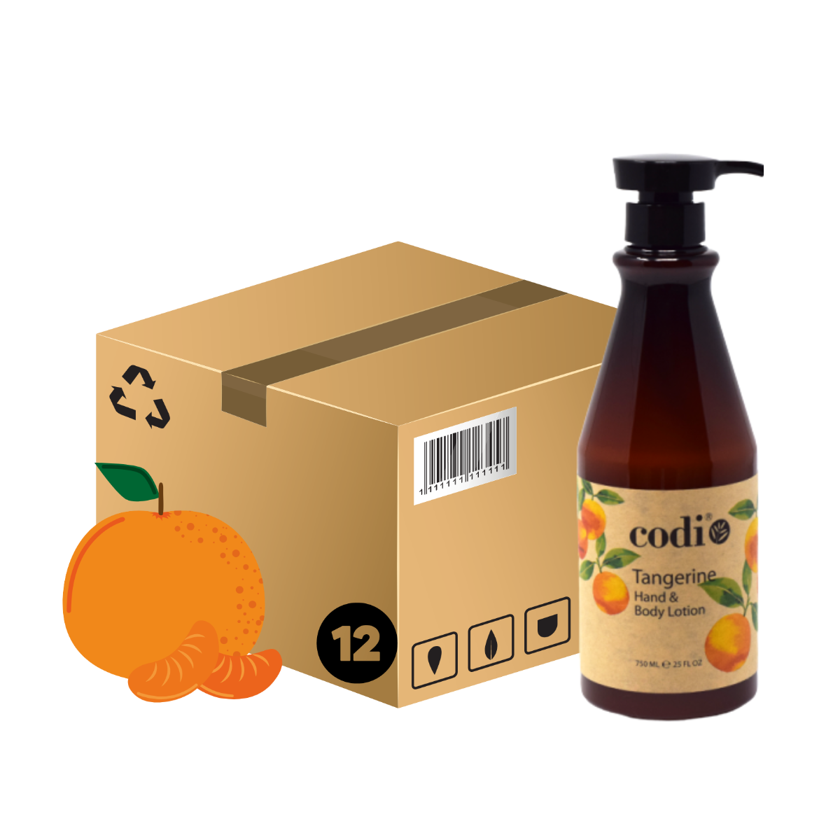 *Case (12pc) Hand & Body Lotion Tangerine 750ml - w/Pump