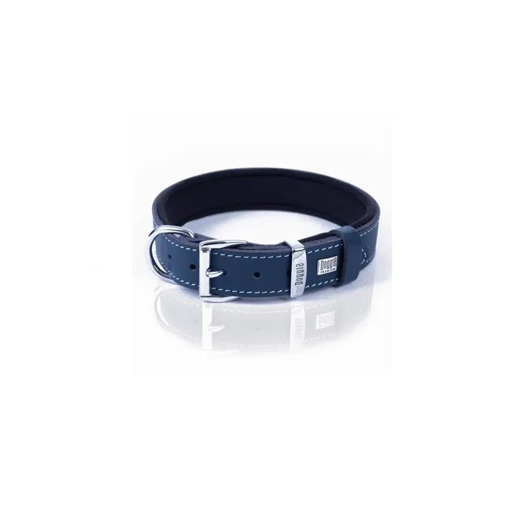 Doggie SBT Bone Pattern Printed Leather Dog Collar Black Small