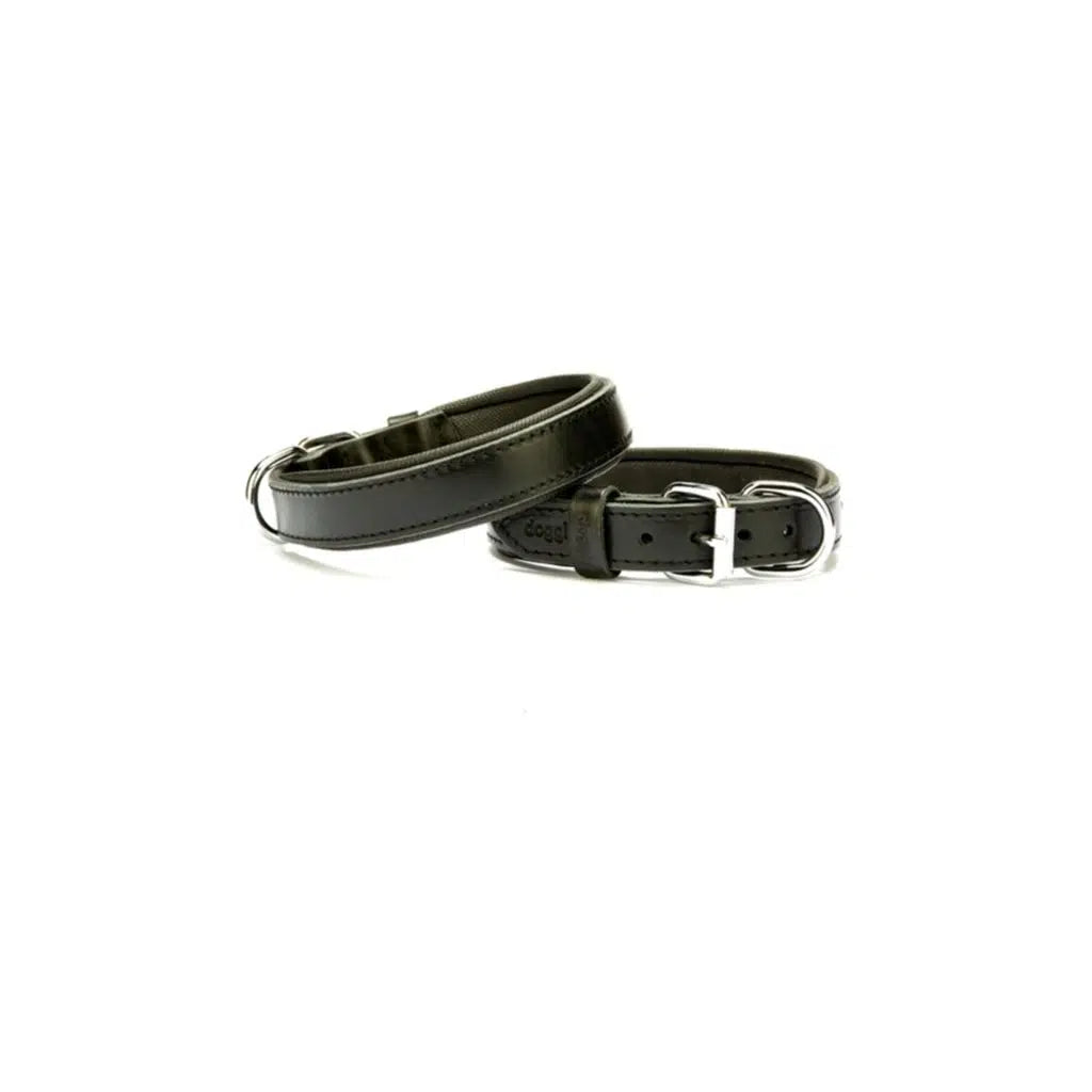 Doggie Plain Leather Dog Collar Royal Blue M