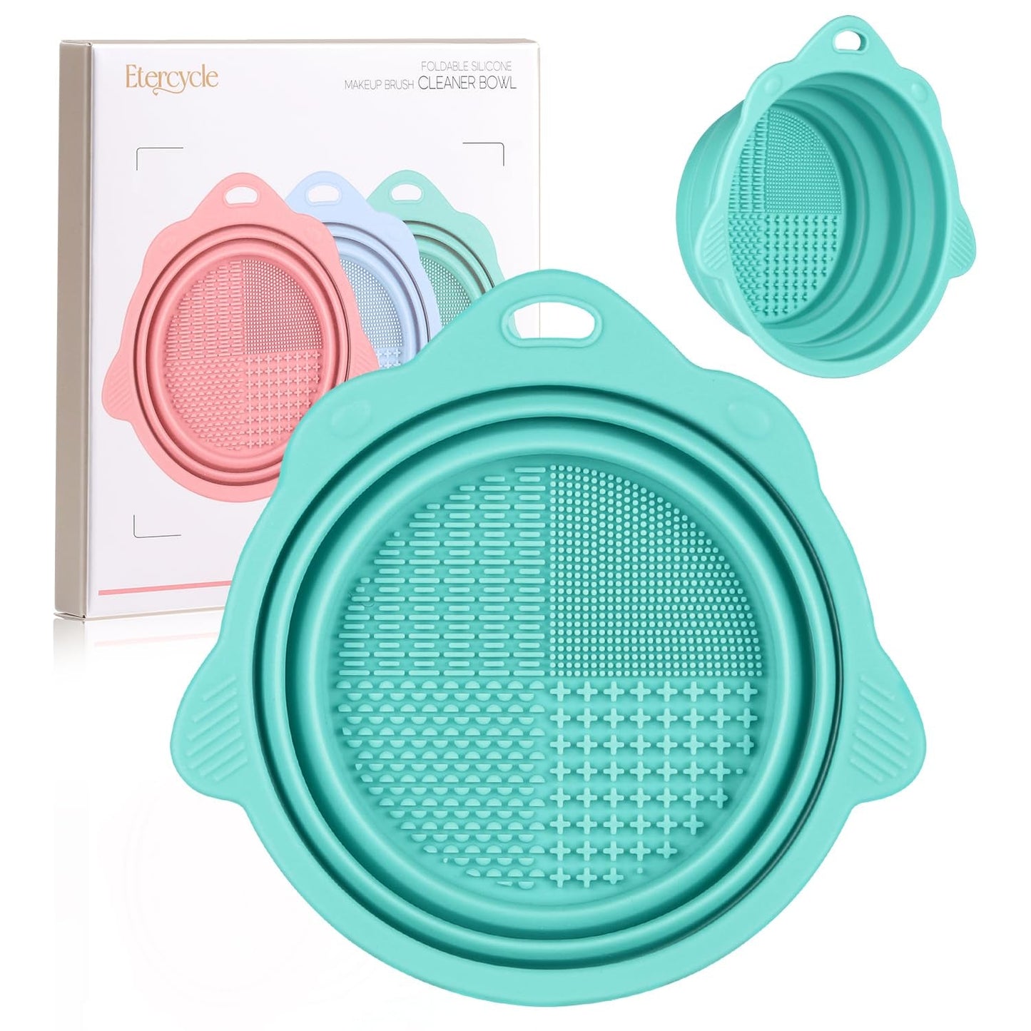 Foldable Silicone Makeup Brush Cleaner Bowl - Portable Cleaning Tool for Brushes, Powder Puffs, and Sponges (Pink)