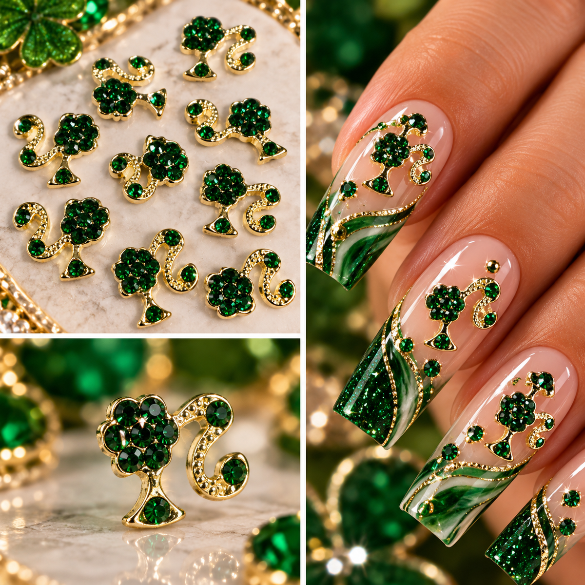 Queen - Nail Charms 10pc - #267 Gold Green Barbies