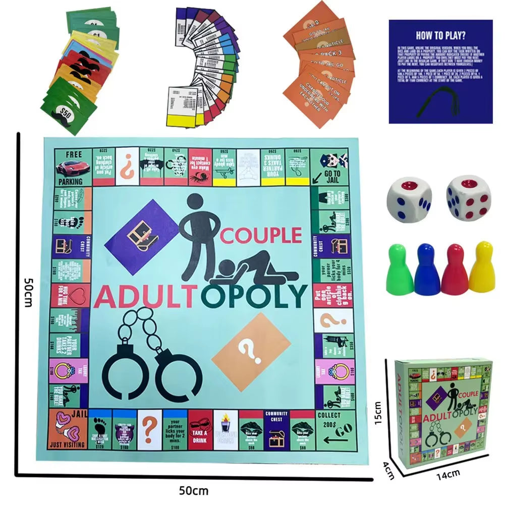 !!Adultopoly Board Game Couple Adult Opoly Board Game Relationship Card Game Portable Couple Game Valentines Gifts for Him Her..