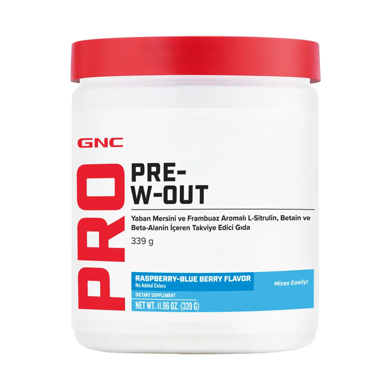 GNC Pro Pre-W-Out Blue Raspberry Energy Supplement 339g