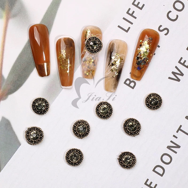 3D Metal Black Rhinestone. 10 pc