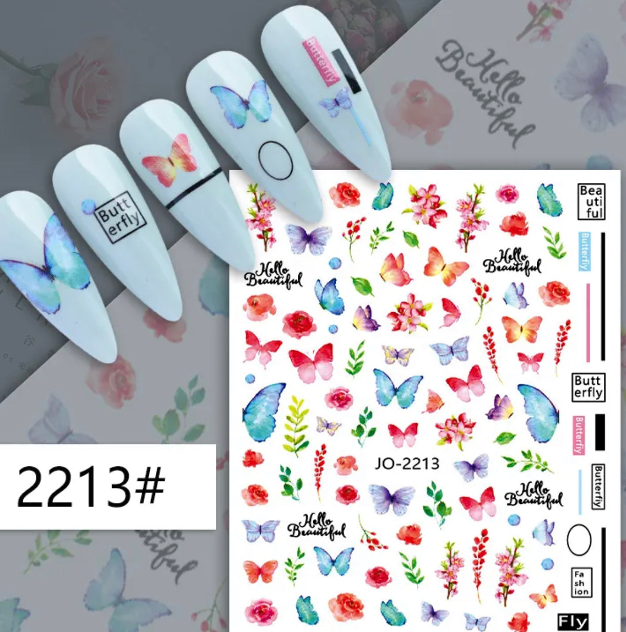 Butterfly -Flowers Nail Sticker -JO-2213