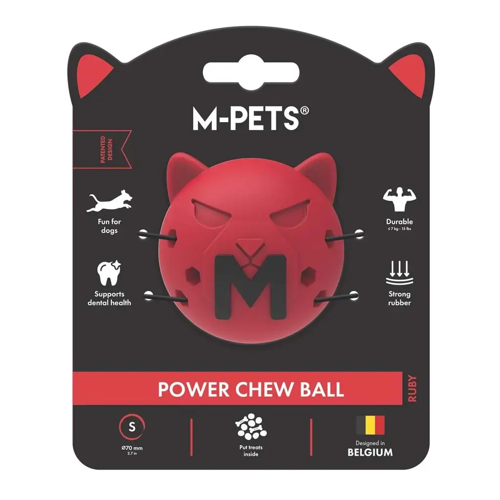M-Pets Power Chew Ball Ruby Durable Rubber Dog Toy Small 7cm
