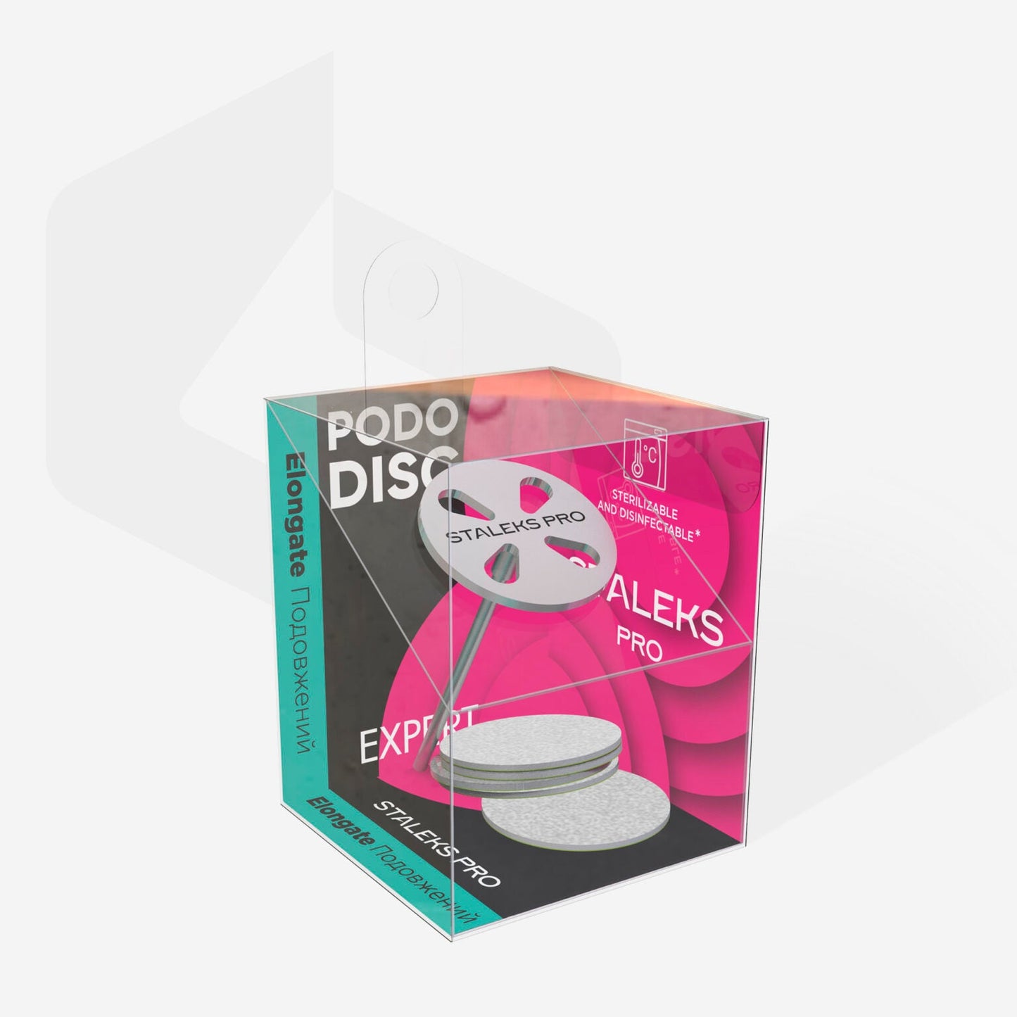 Bit #220 - Elongated pedicure disc PODODISC M EXPERT and set of disposable files 180 grit 5 pcs (10 mm)