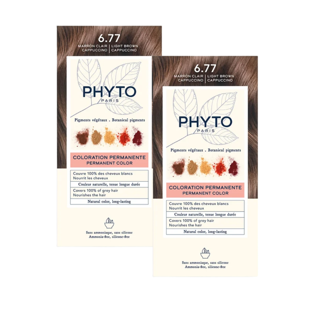 Phyto Phytocolor 6.77 Cappuccino Brown Ammonia-Free Hair Dye Set