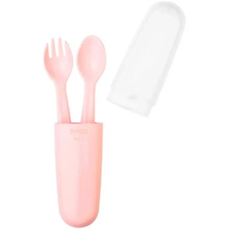 Wee Baby Fork and Spoon Set with Travel Case Pink