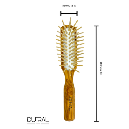 Dural Olive wood rubber cushion hair brush with long wooden pins
